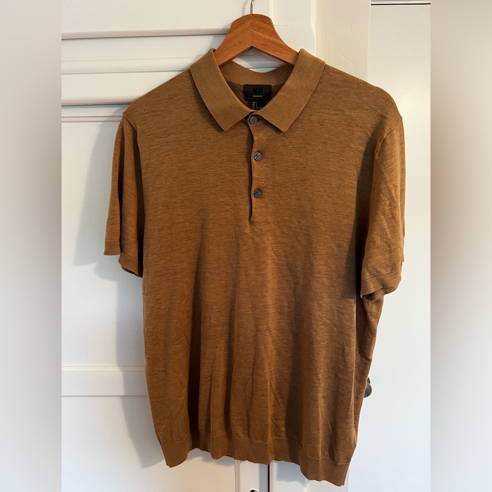 H&M silk blend camel polo